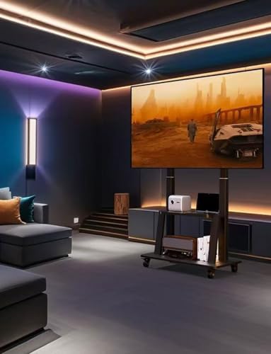 大型テレビ台 移動式 自立型テレビスタンド ハイタイプ 安定 天板/棚付き モバイルスタンド テレビボード TV フロアスタンド TVカート 42-100インチ対応 耐荷重80kg VESA200*200mm~900x600mm 角度/高さ調整可能 キャスター付き 静か 万向輪 360度回転 ストッパー