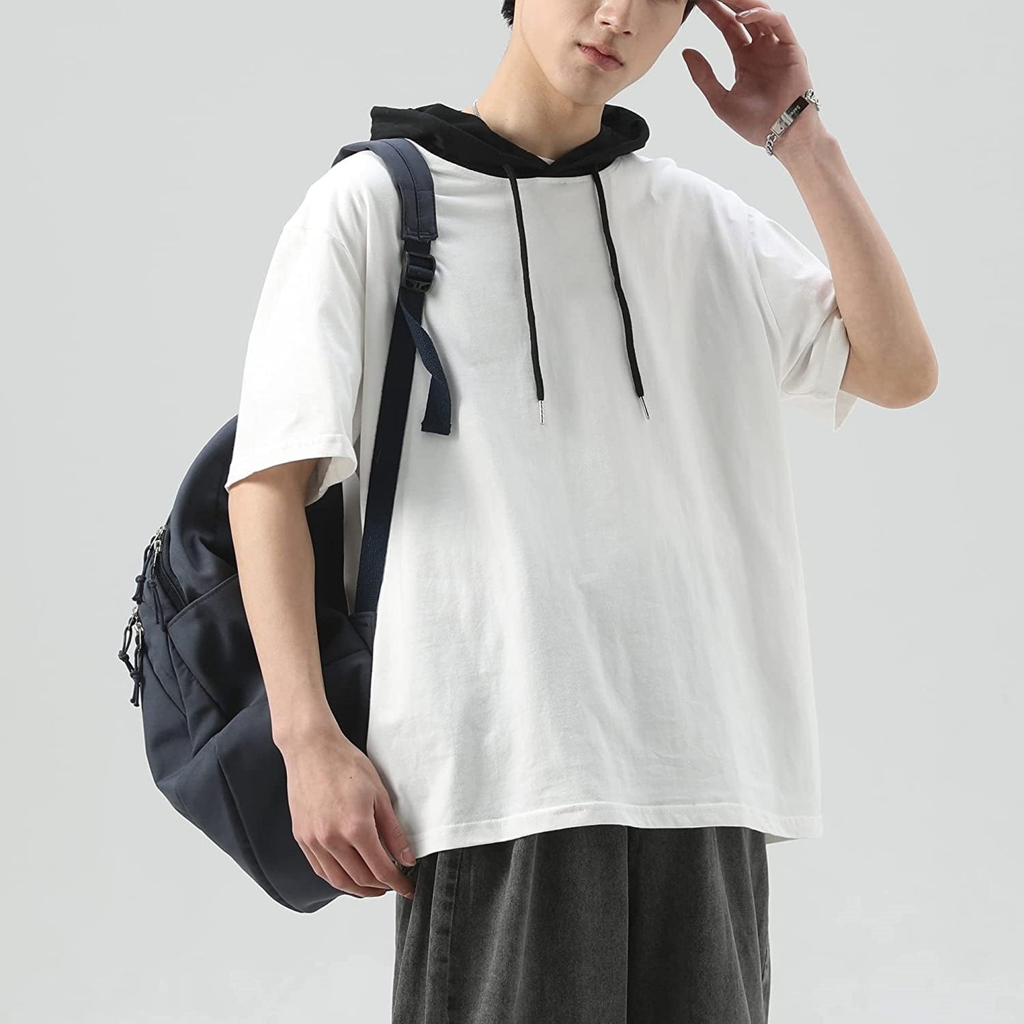100% 綿 tシャツ プルオーバーメンズ 半袖 夏服 ゆったり ティーシャツ メンズ おしゃれ 大きいサイズ フード付き ゆったり カジュアル