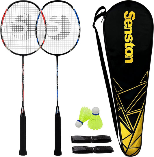 Senston 2本組みバドミントンラケットセットカーボンファイバーバドミントンラケット-1つのキャリングバッグが含まれています