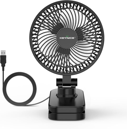 Keynice 卓上扇風機 小型 クリップ ミニファン 静音 DCモーター 節電 USB給電式 3段階風量 360度角度調節 卓上/クリップ/壁掛け 3Way お手入れ簡単 オフィス/寝室/脱衣所 熱中症対策 KN-893 ブラック