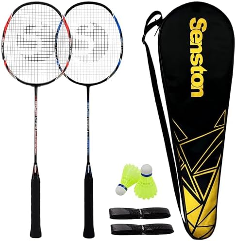 Senston 2本組みバドミントンラケットセットカーボンファイバーバドミントンラケット-1つのキャリングバッグが含まれています