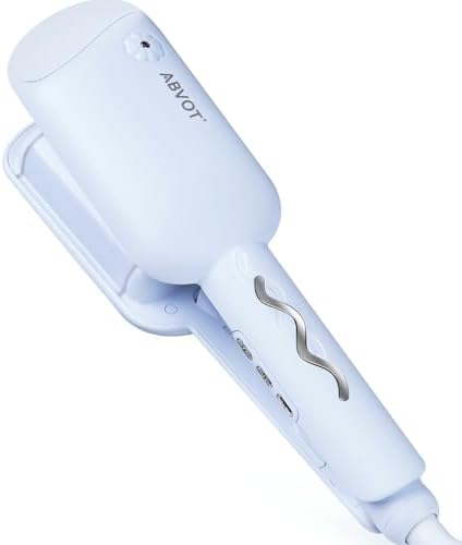 ABVOT <深U型>ウェーブアイロン32㎜ 花の季節 ヘアアイロン カール 4S-6S-8Sリマインダー カールアイロン 160℃～200℃ 四千万級マイナスイオン吹出 韓国風ヘアアイロン PSE認証済 日本語取扱説明書付き（クリーミーブルー）HC12