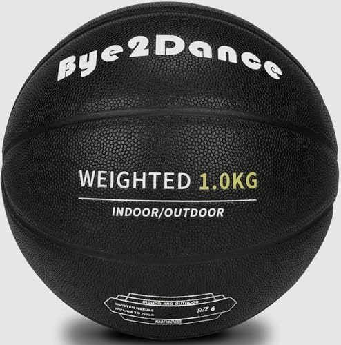 トレーニング用 加重バスケットボール 6号球 1.0kg/1.3kg/1.5kg PUレザー耐衝撃性 耐磨耗性 耐久性 良い弾力性を持つ 手触りがよく トレーニング 屋内外兼用 女性・ジュニア向け スキルアップ ストリートボール バスケゲーム対応 ブラック 空気入れ別売