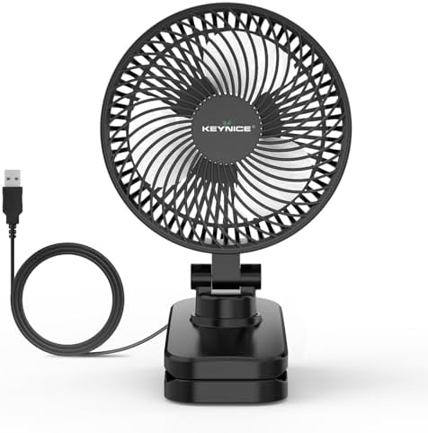Keynice 卓上扇風機 小型 クリップ ミニファン 静音 DCモーター 節電 USB給電式 3段階風量 360度角度調節 卓上/クリップ/壁掛け 3Way お手入れ簡単 オフィス/寝室/脱衣所 熱中症対策 KN-893 ブラック