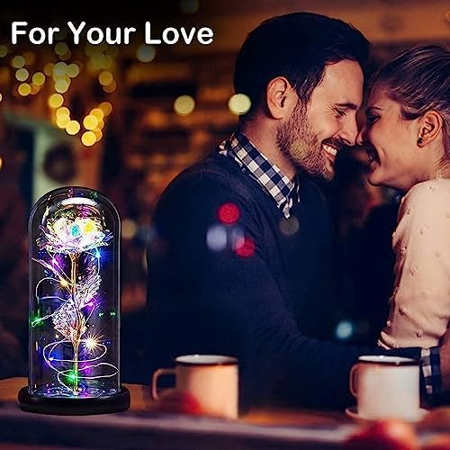 枯れない花 バラ造花 LEDライト 電池式 24Kゴールドローズ 薔薇 花束 フラワーライト フラワーギフト バレンタインデー 母の日 誕生日 結婚記念日 クリスマス お祝い プレゼント 女性 妻 彼女への贈り物 (金のばら+カラーライト)