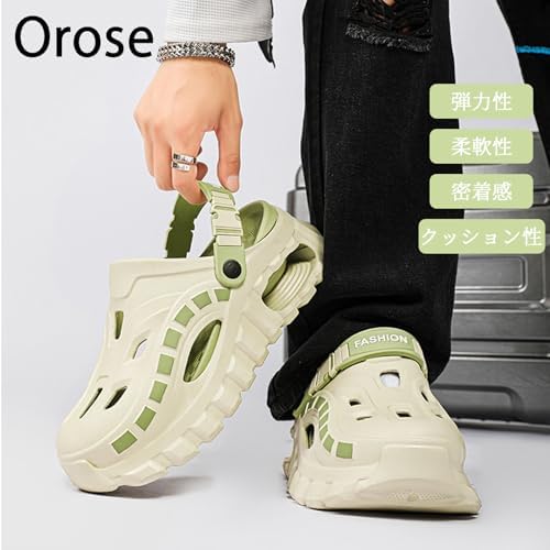 [Orose] メンズ サンダル スリッパ 24.0-27.5cm 厚さ8.0cmスリッパ 洞洞鞋 通気性軟底 スリッポン ビーチ カジュアル ファッションサンダル 水陸両用 軽量 快適 2way 室内/室外履き