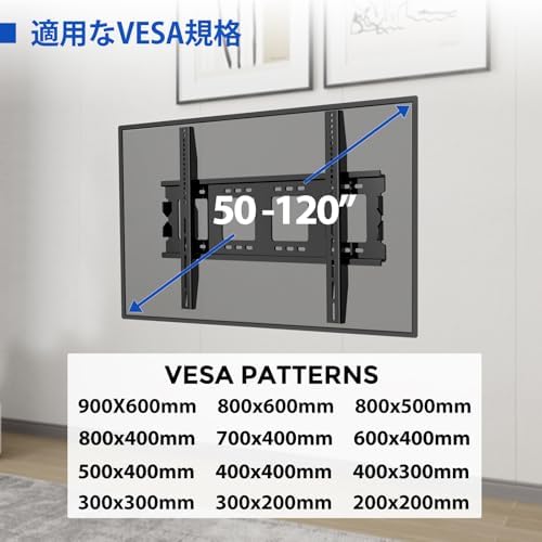 テレビ壁掛け金具 超大型 50-120インチ対応 固定式 最大VESA 900x600mm 耐荷重125kg 70 75 80 85 90 95 100 110 LCD LED 液晶テレビ用 壁掛け金具