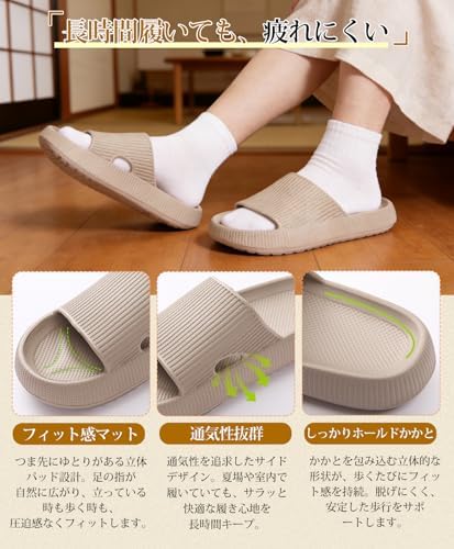 [ORINIKA] スリッパ室内 軽量 厚底3cm ブラック ベージュ高反発 滑り止め 抗菌防臭 お風呂 浴室 トイレ用 メンズ レディース