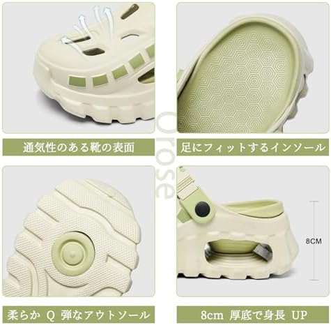 [Orose] メンズ サンダル スリッパ 24.0-27.5cm 厚さ8.0cmスリッパ 洞洞鞋 通気性軟底 スリッポン ビーチ カジュアル ファッションサンダル 水陸両用 軽量 快適 2way 室内/室外履き