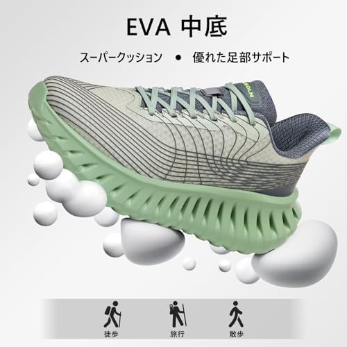 [Jakcuz] メンズ レディース ウォーキングシューズ アーチサポート付き 通気性 クッション性 女性のスポーツスニーカー レースアップ フィットネス メンズ ランニングシューズ
