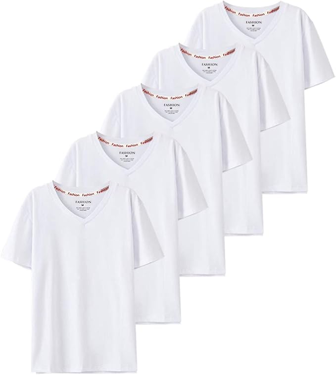 [５枚組] インナーシャツ メンズ 半袖 肌着 綿100% Tシャツ Vネック インナー 下着 クセになる肌触り 防菌防臭 無地 夏服 ブラック/ホワイト (ホワイト, L)