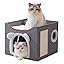 Yongtai猫ハウス猫ベッドペットベッドキャットハウス折りたたみクッション付きキャットボックス通気性組立簡単猫寝床ベッドドーム型 寒さ対策 キャットハウス 室内用 ドーム猫用ベッド暖かい爪研ぎ付きオールシーズン通用おしゃれかわいいお手入れ小型犬ネコ用室内用ペット用品2層