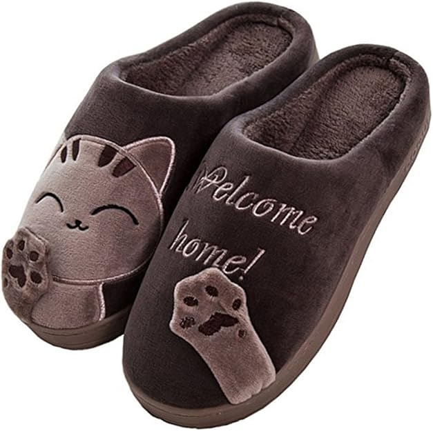 [Cliont] スリッパ静かなインテリアかわいい猫の家族の子供カップルルームの靴