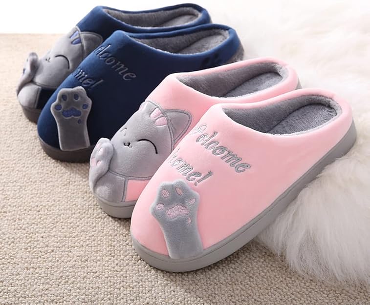 [Cliont] スリッパ静かなインテリアかわいい猫の家族の子供カップルルームの靴