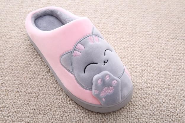 [Cliont] スリッパ静かなインテリアかわいい猫の家族の子供カップルルームの靴