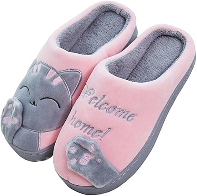 [Cliont] スリッパ静かなインテリアかわいい猫の家族の子供カップルルームの靴